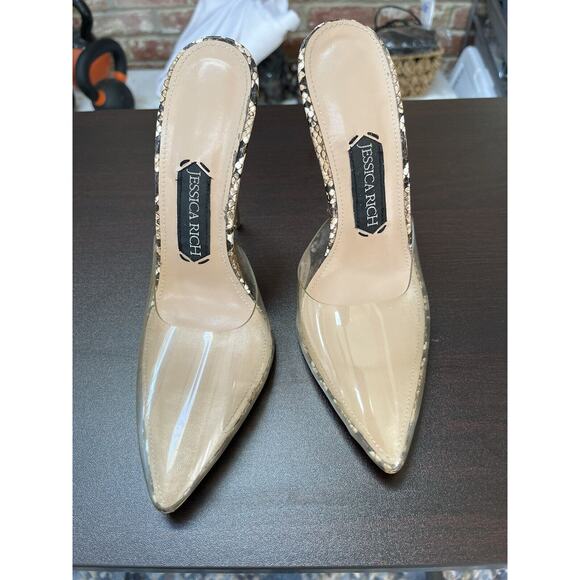 JESSICA RICH SO BOSSY‎ Size EU 38 | US 8 WOMEN PUMP HEELS Clear Snakeskin - Picture 11 of 11